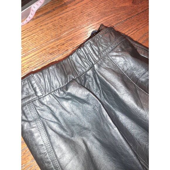Sz 12 Brandon Thomas Black Leather Pencil Skirt Midi Mini Elastic Side Rear Zip - Picture 7 of 7